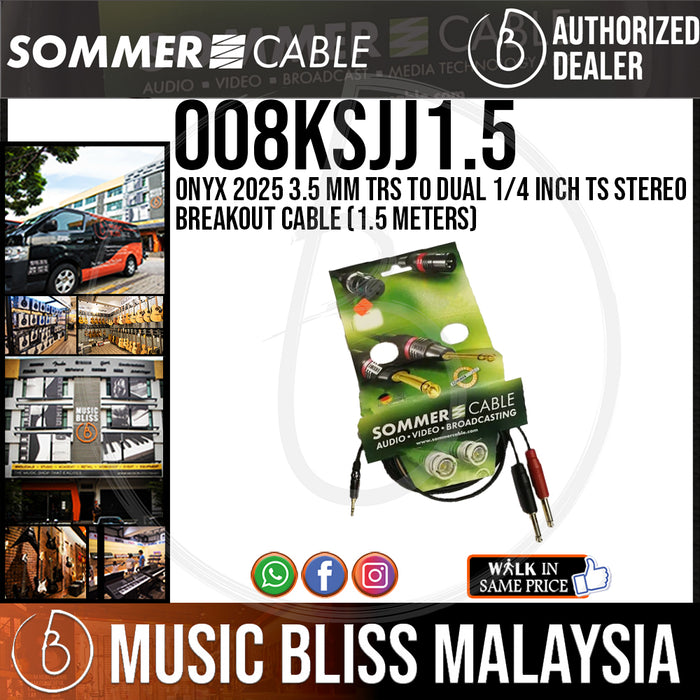 Sommer Onyx 2025 3.5 mm TRS to Dual 1/4 inch TS Stereo Breakout Cable (1.5 Meters) - Music Bliss Malaysia