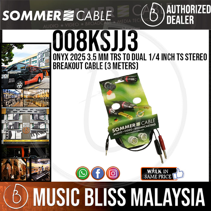 Sommer Onyx 2025 3.5 mm TRS to Dual 1/4 inch TS Stereo Breakout Cable (3 Meters) - Music Bliss Malaysia