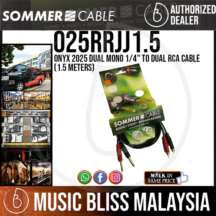 Sommer Onyx 2025 Dual Mono 1/4" to Dual RCA Cable (1.5 Meters) - Music Bliss Malaysia