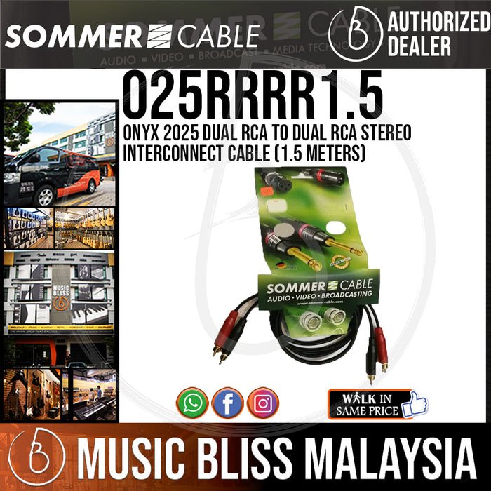 Sommer Onyx 2025 Dual RCA to Dual RCA Stereo Interconnect Cable (1.5 Meters) - Music Bliss Malaysia