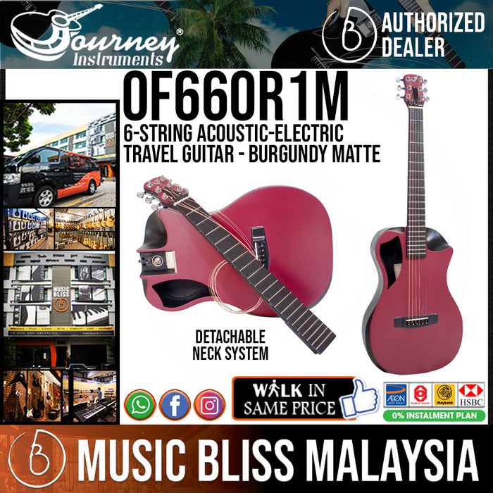 Journey Instruments OF660R1M 6-string Acoustic-electric Travel Guitar with Carbon Fiber Top - Burgundy Matte - Music Bliss Malaysia