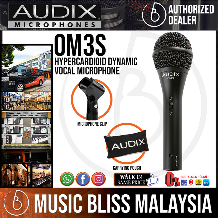 Audix OM3s Hypercardioid Dynamic Vocal Microphone (OM-3s) - Music Bliss Malaysia