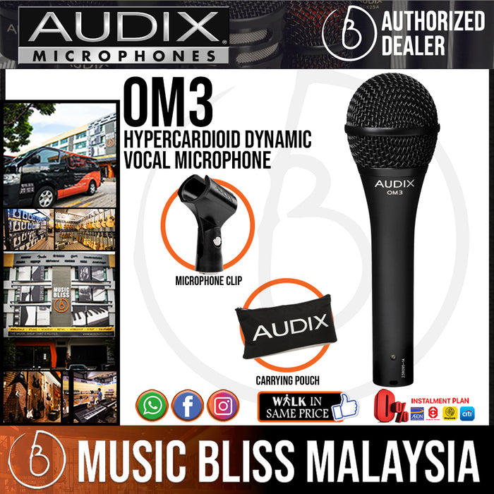 Audix OM3 Hypercardioid Dynamic Vocal Microphone (OM-3) - Music Bliss Malaysia