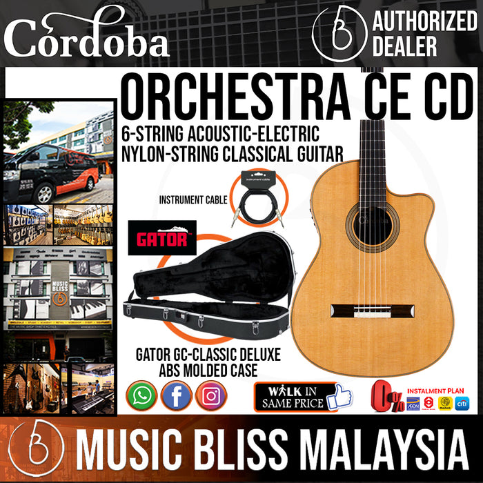 Cordoba Fusion Orchestra CE Cedar - Solid Canadian Cedar Top, Rosewood Back & Sides with Pickup - Music Bliss Malaysia