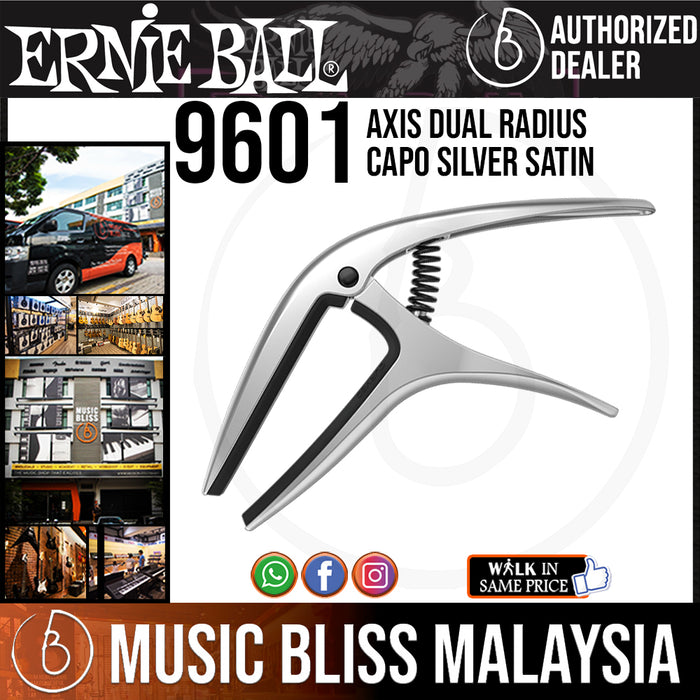 Ernie Ball 9601 Axis Dual Radius Capo Silver Satin (P09601) - Music Bliss Malaysia