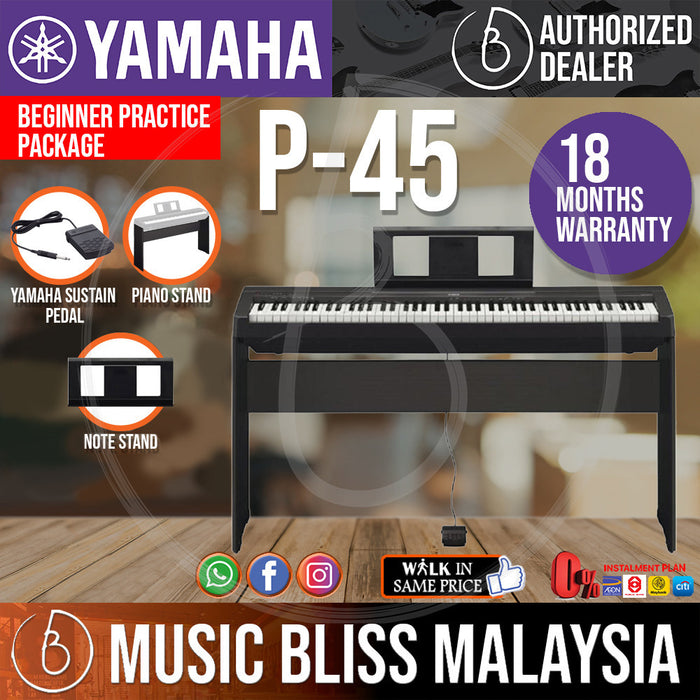 Yamaha P-45 88-Keys Digital Piano with Original Adapter (P45 / P 45) *Crazy Sales Promotion* - Music Bliss Malaysia