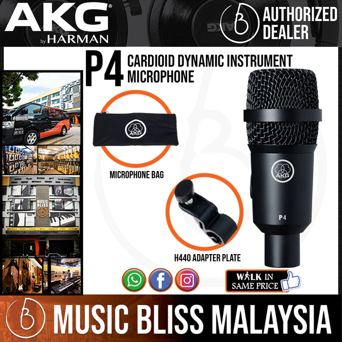 AKG P 4 Cardioid Dynamic Instrument Microphone (P4) *Crazy Sales Promotion* - Music Bliss Malaysia