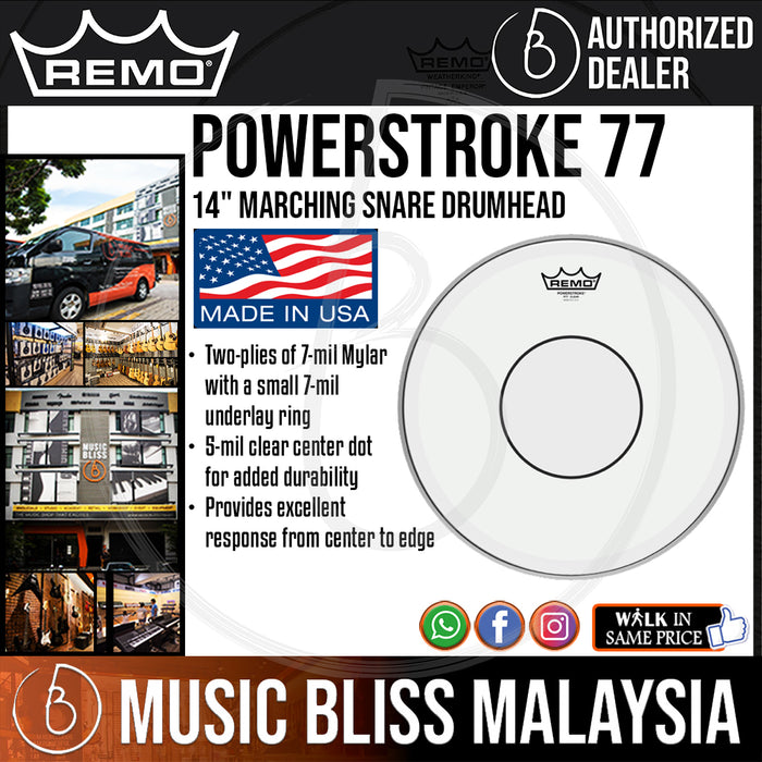 Remo Powerstroke 77 Marching Snare Drumhead - 14" (P7-0314-C2 / P70314C2 / P7 0314 C2) - Music Bliss Malaysia