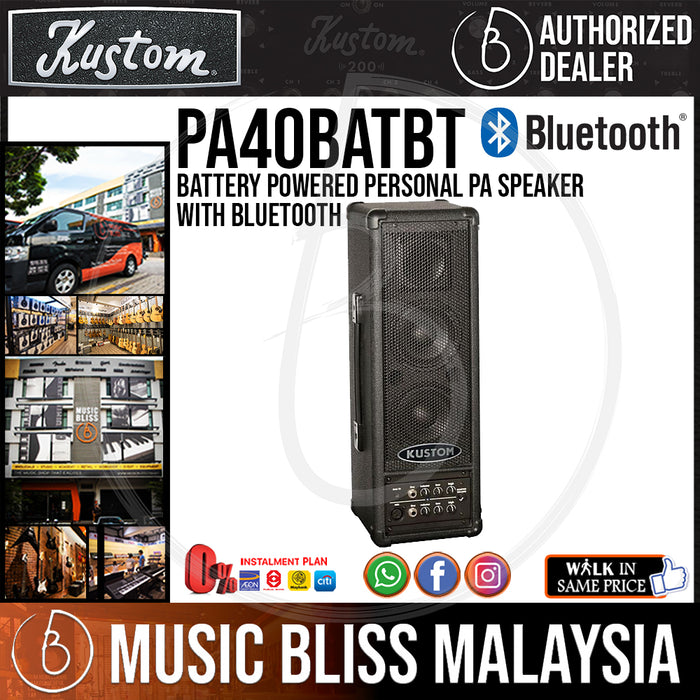 Kustom PA PA40 Battery Powered Personal PA Speaker  with Bluetooth (PA40BATBT) - Music Bliss Malaysia