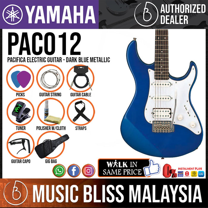 Yamaha PAC012 HSS Pacifica Electric Guitar Package - Dark Blue Metallic - Music Bliss Malaysia