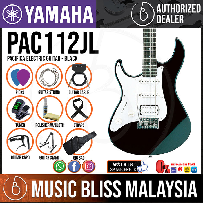 Yamaha PAC112JL Pacifica Left-Handed Electric Guitar - Black (PAC 112JL/PAC-112JL) - Music Bliss Malaysia