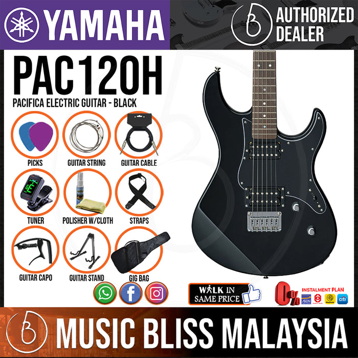 Yamaha PAC120H Pacifica Electric Guitar - Black (PAC 120H/PAC-120H) - Music Bliss Malaysia