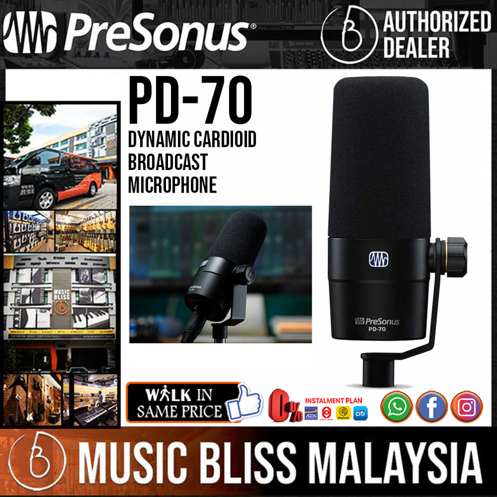 PreSonus PD70 Dynamic Cardioid Broadcast Microphone Music Bliss Malaysia