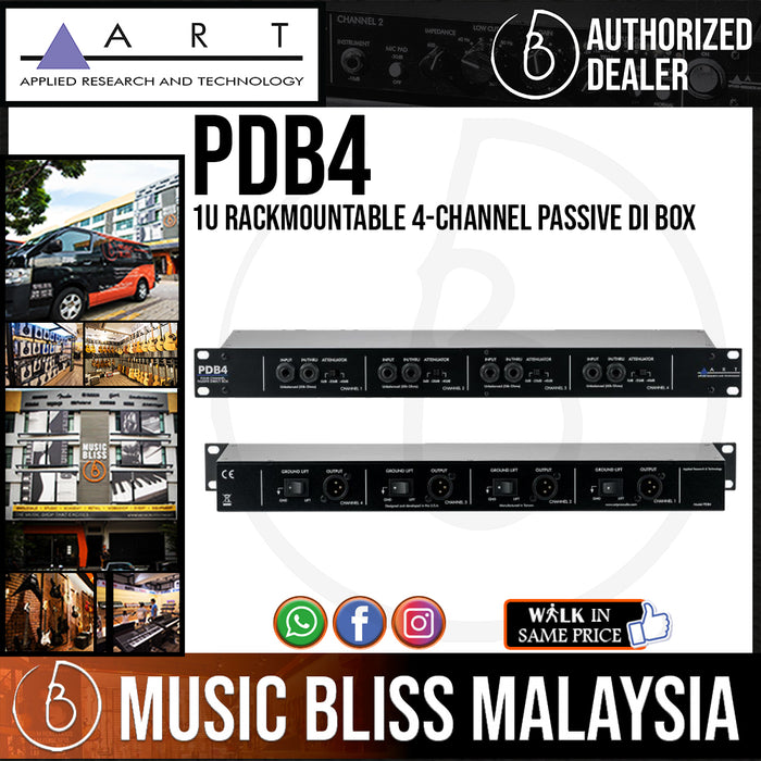 ART PDB4 1U Rackmountable 4-Channel Passive DI Box (PDB-4) *Price Match Promotion* - Music Bliss Malaysia