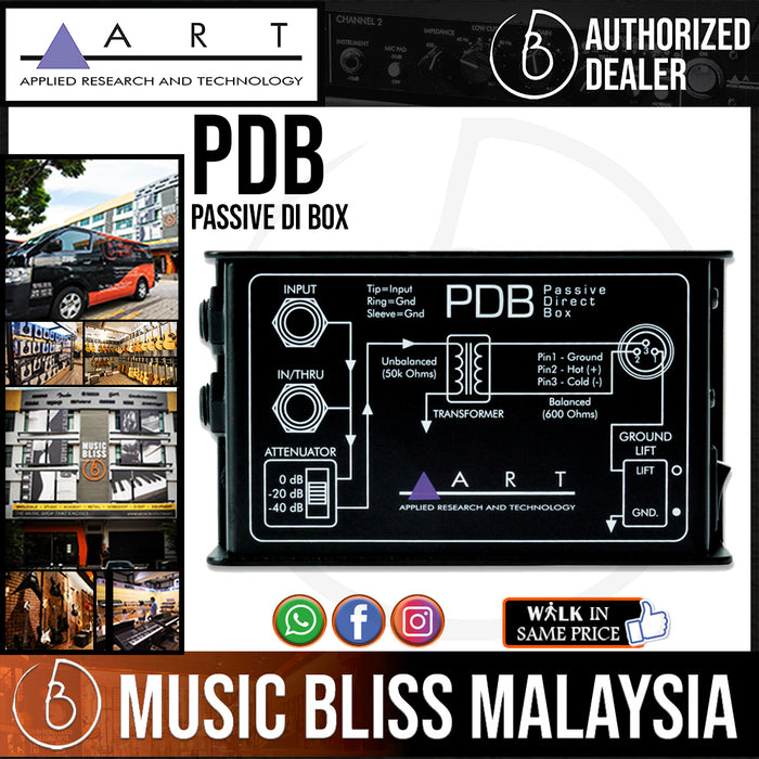 ART pdb Passive DI Box for Active Electric Guitar, Bass & Keyboards *Price Match Promotion* - Music Bliss Malaysia