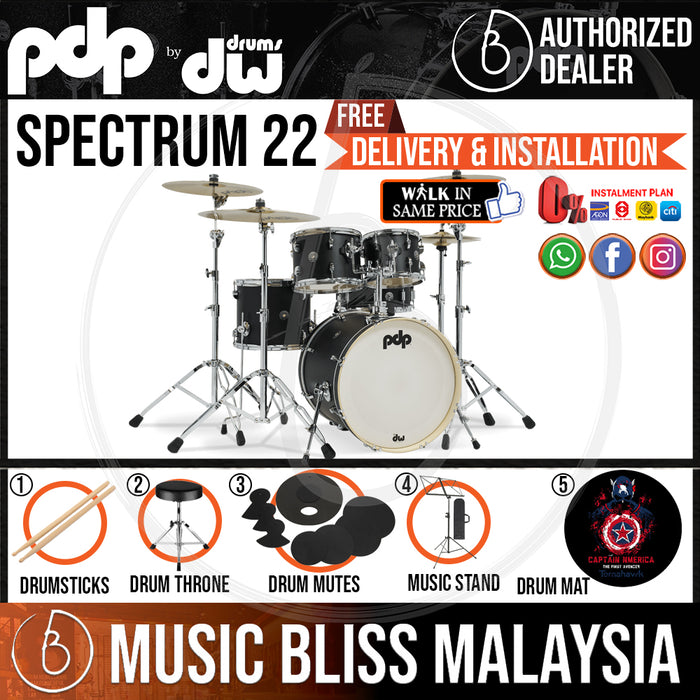 PDP by DW Spectrum Series 5-piece Shell Pack - 22" Kick (without Cymbals) - Music Bliss Malaysia