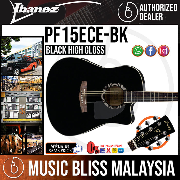 Ibanez PF15ECE - Black High Gloss (PF15ECE-BK) *Price Match Promotion* - Music Bliss Malaysia