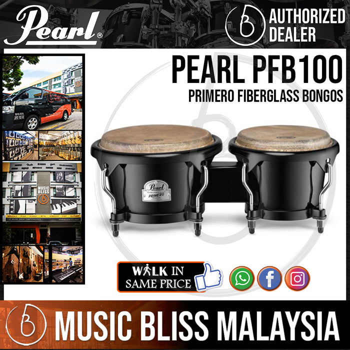 Pearl PFB100 Primero Fiberglass Bongos - Ebony (PFB-100 / PFB 100) *Crazy Sales Promotion* - Music Bliss Malaysia
