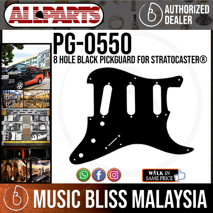 ALLPARTS PG-0550-023 Black Pickguard for Stratocaster® - 8 Hole (PG0550023) - Music Bliss Malaysia