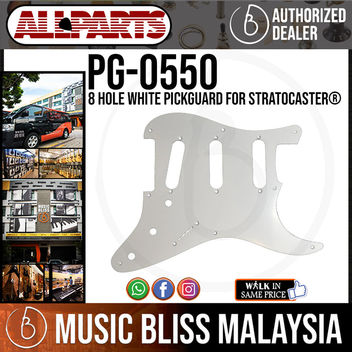 ALLPARTS PG-0550-025  8 Hole White Pickguard for Stratocaster® (PG0550025) - Music Bliss Malaysia