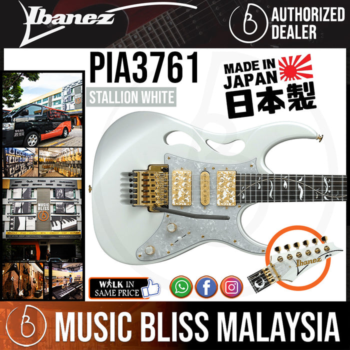 Ibanez Steve Vai Signature PIA3761 Electric Guitar w/Case - Stallion White (PIA3761-SLW) MADE IN JAPAN - Music Bliss Malaysia