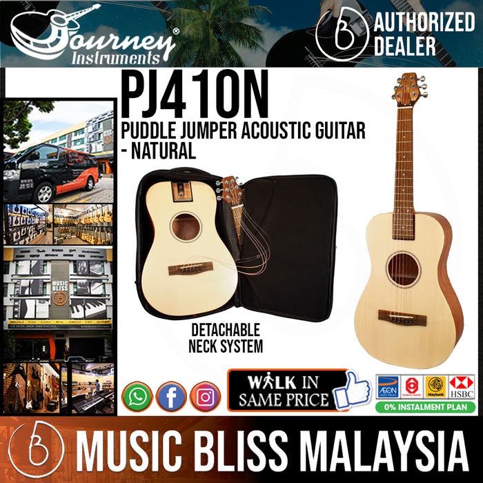 Journey Instruments PJ410N Puddle Jumper Solid Sitka/African Mahogany Acoustic Guitar - Natural - Music Bliss Malaysia