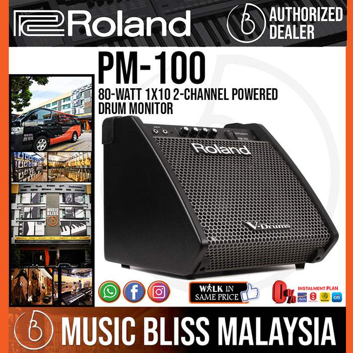 Roland PM-100 80-Watt 1x10 2-Channel Powered Drum Monitor (PM100 / PM 100) - Music Bliss Malaysia