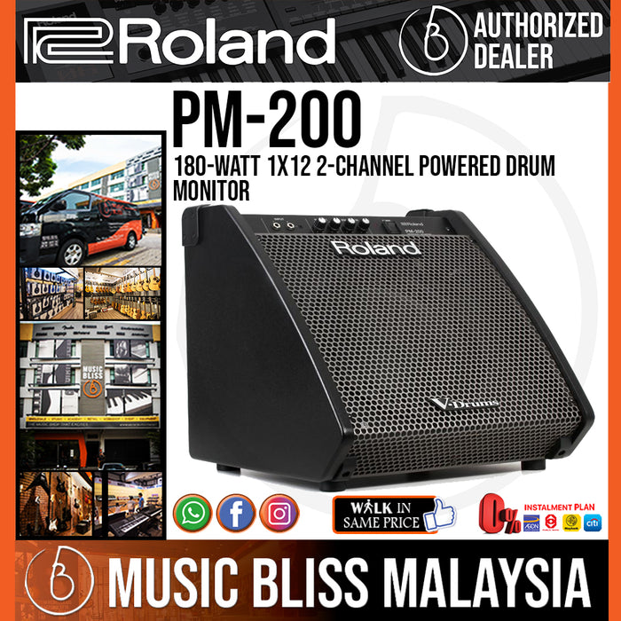 Roland PM-200 180-Watt 1x12 2-Channel Powered Drum Monitor (PM200 / PM 200) - Music Bliss Malaysia