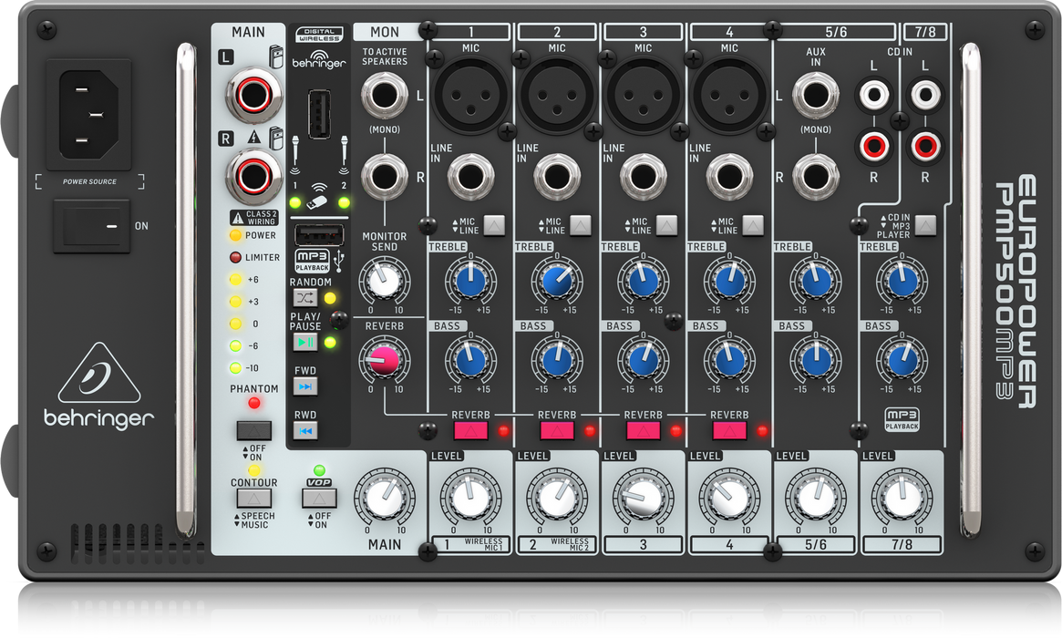 Behringer Europower PMP500MP3 8-channel 500W Powered Mixer (PMP-500MP3 / PMP 500MP3) - Music Bliss Malaysia