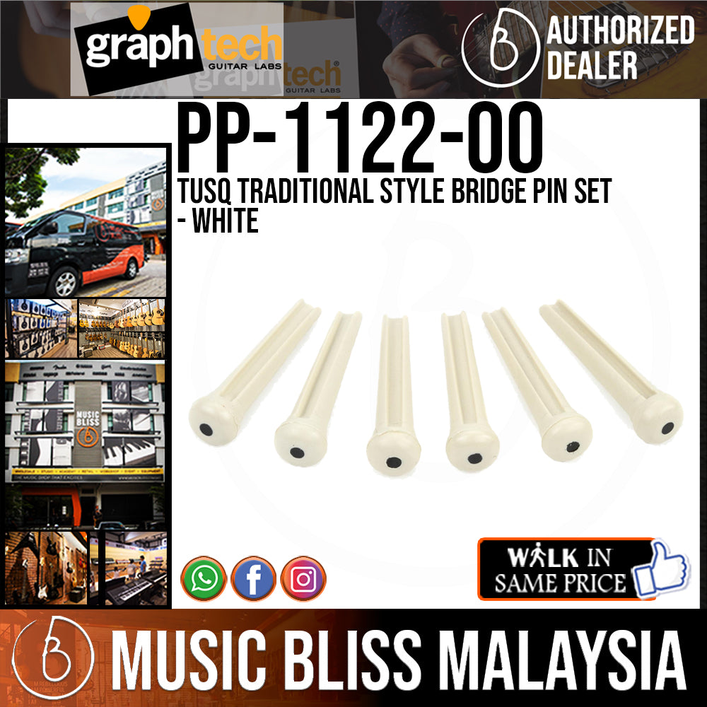 Graph Tech PP112200 TUSQ Traditional Style Bridge Pin Set White