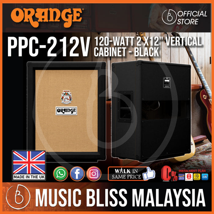 Orange PPC212 V 120-watt 2x12" Vertical Cabinet - Black (Made in UK) - Music Bliss Malaysia