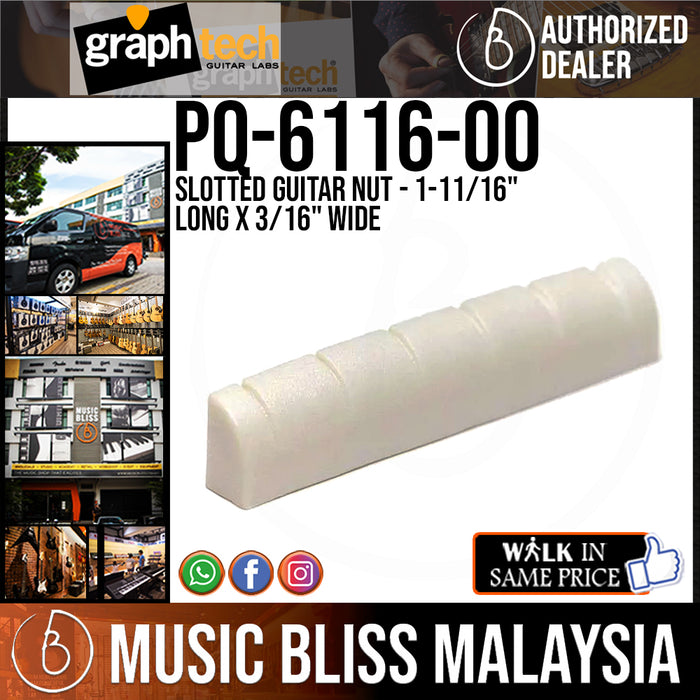 Graph Tech PQ-6116-00 TUSQ Slotted Guitar Nut - 1-11/16" Long x 3/16" Wide (PQ611600) - Music Bliss Malaysia