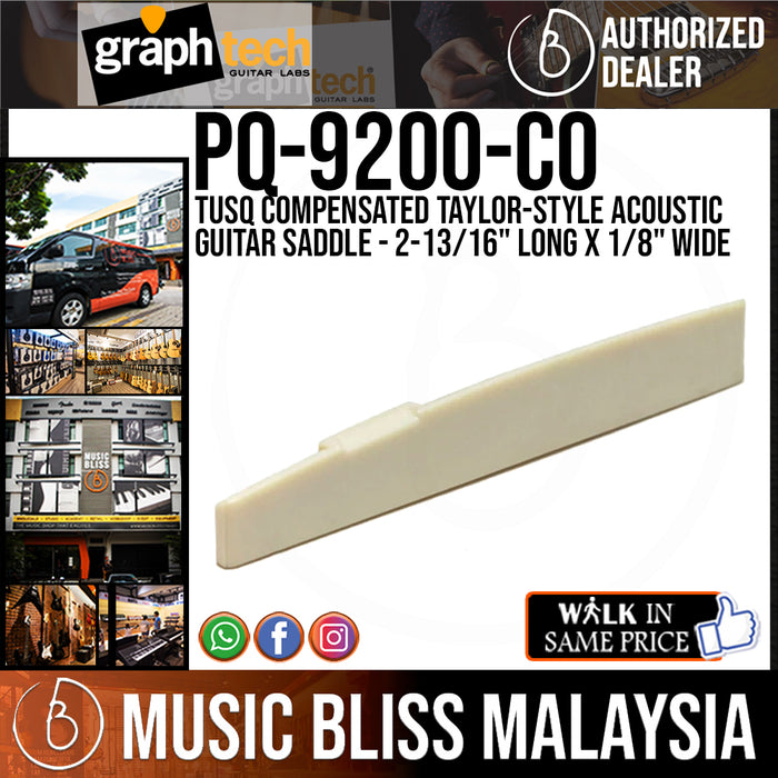Graph Tech PQ-9200-C0 TUSQ Compensated Taylor-Style Acoustic Guitar Saddle - 2-13/16" Long x 1/8" Wide (PQ9200C0) - Music Bliss Malaysia