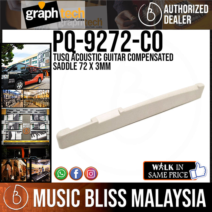 Graph Tech PQ-9272-C0 TUSQ Acoustic Guitar Compensated Saddle 72 x 3mm (PQ9272C0) - Music Bliss Malaysia