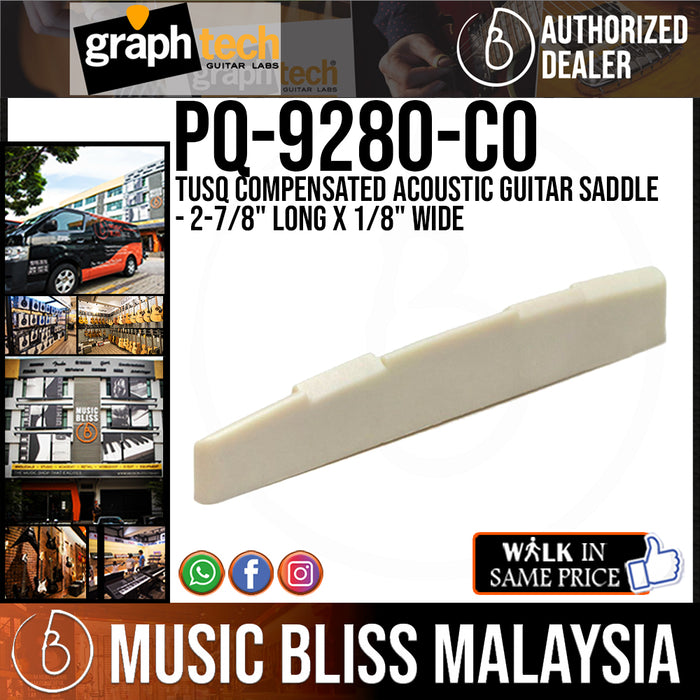 Graph Tech PQ-9280-C0 TUSQ Compensated Acoustic Guitar Saddle - 2-7/8" Long x 1/8" Wide (PQ9280C0) - Music Bliss Malaysia