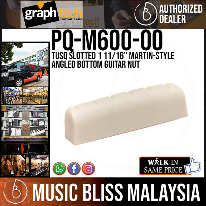 Graph Tech PQ-M600-00 TUSQ Slotted 1 11/16" Martin-style Angled Bottom Guitar Nut (PQM60000) - Music Bliss Malaysia