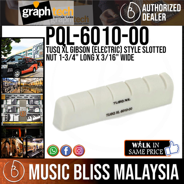 Graph Tech PQL-6010-00 TUSQ XL Gibson (electric) Style Slotted Nut 1-3/4" Long x 3/16" Wide (PQL601000) - Music Bliss Malaysia