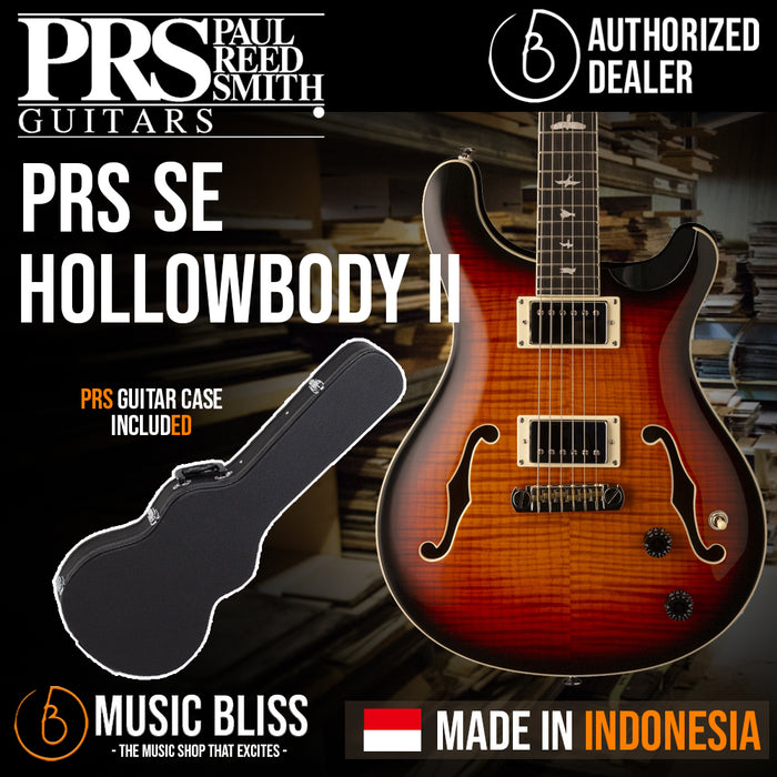 PRS SE Hollowbody II Electric Guitar with Case - Tri-Color Sunburst - Music Bliss Malaysia