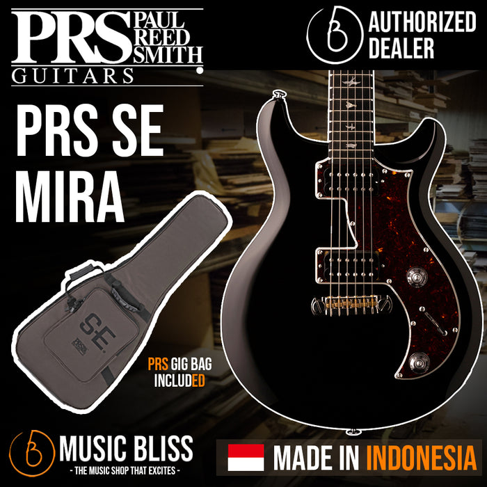 PRS SE Mira Electric Guitar with Bag - Black [ Made in Indonesia ] - Music Bliss Malaysia