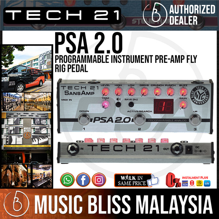 Tech 21 SansAmp PSA 2.0 Programmable Instrument Pre-amp Fly Rig Pedal - Music Bliss Malaysia