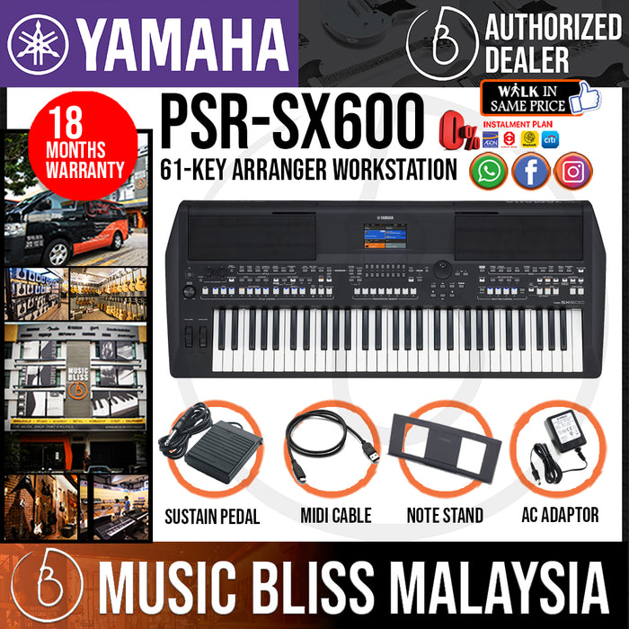 Yamaha PSR-SX600 61-key Arranger Workstation with Sustain Pedal (PSRSX600 / PSR SX600) *Crazy Sales Promotion* - Music Bliss Malaysia
