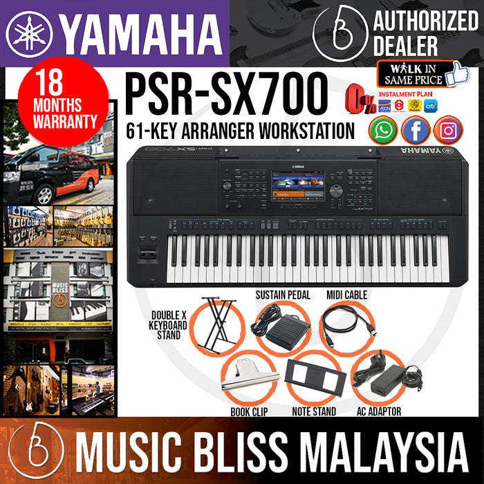 Yamaha PSR-SX700 61-key Arranger Workstation with Keyboard Stand and Pedal (PSRSX700 / PSR SX700) *Crazy Sales Promotion* - Music Bliss Malaysia