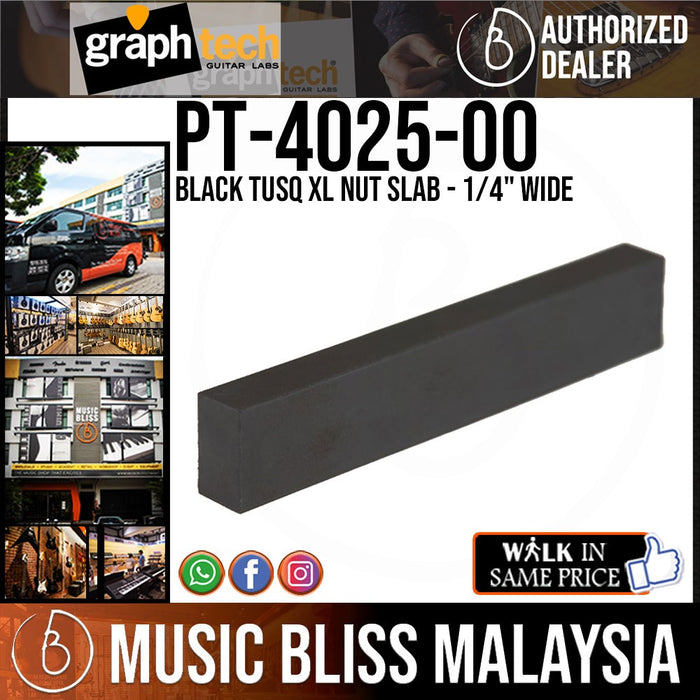 Graph Tech PT-4025-00 Black TUSQ XL Nut Slab - 1/4" Wide - Music Bliss Malaysia