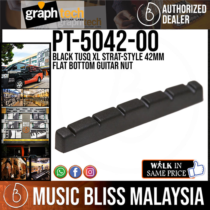 Graph Tech PT-5042-00 Black TUSQ XL Strat-style 42mm Flat Bottom Guitar Nut (PT504200) - Music Bliss Malaysia