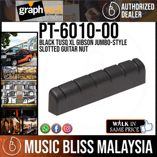 Graph Tech PT-6010-00 Black TUSQ XL Gibson Jumbo-style Slotted Guitar Nut (PT601000) - Music Bliss Malaysia