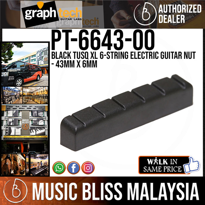 Graph Tech PT-6643-00 Black TUSQ XL 6-string Electric Guitar Nut - 43mm x 6mm (PT664300) - Music Bliss Malaysia