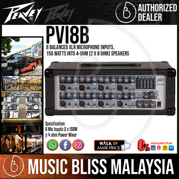 Peavey PVi 8B 8-Channel 150W Powered Mixer (PVi8B) *Everyday Low Prices Promotion* - Music Bliss Malaysia