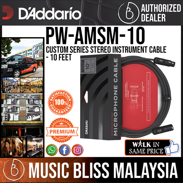 D'Addario PW-AMSM-10 American Stage Microphone Cable - 10 feet XLR-XLR - Music Bliss Malaysia