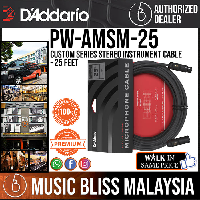 D'Addario PW-AMSM-25 American Stage Microphone Cable - 25 feet XLR-XLR - Music Bliss Malaysia
