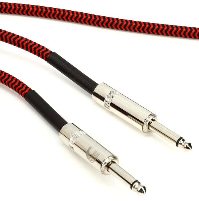 D'Addario PW-BG-10RD Braided Instrument Cable - 10 feet Red - Music Bliss Malaysia